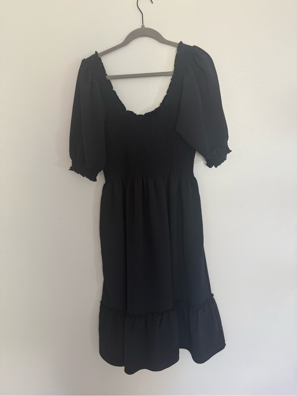 Hill House Dress The Louisa Nap Midi Smocked Puff Sleeve in Black - Picture 6 of 9